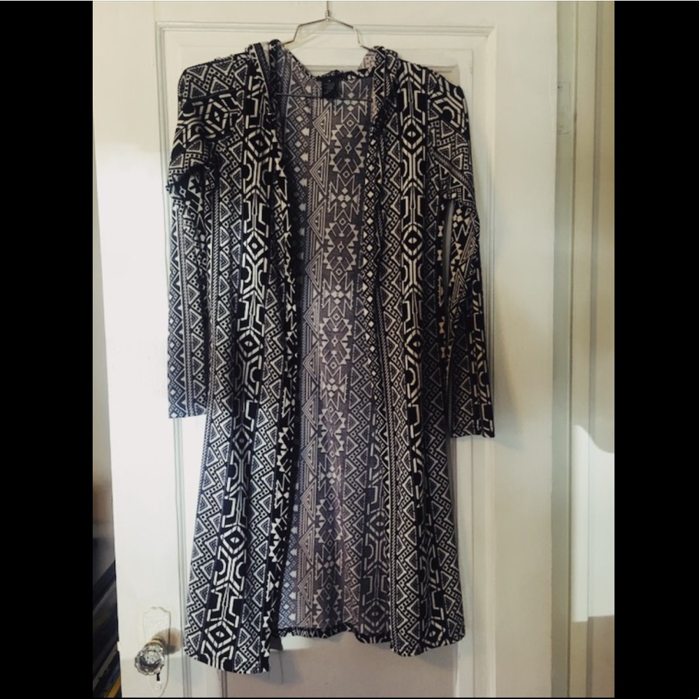 Long hooded cardigan